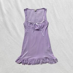 pastel purple and silk white bow coquette Urban Outfitters dress